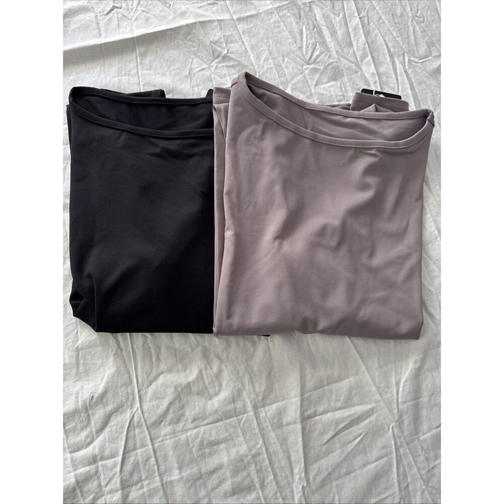Women’s Crop Workout Top  2 Piece Shirt Long Sleeve Compression Shirt Black/Grey